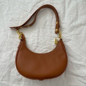 Brown Leather Moon shaped bag